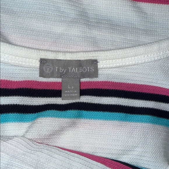 Talbots Long Sleeve Top - White with Blue and Pink Stripes - Picture 4 of 4
